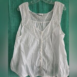 XL Lucky Women's White Top Or Vest, Lace, Festival, Grunge